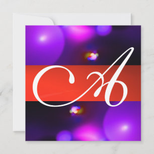 QUANTUM BUBBLE MONOGRAM purple red Invitation