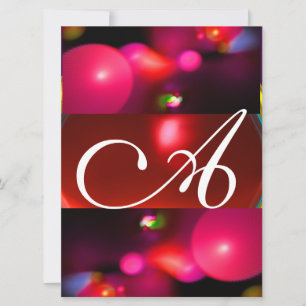 QUANTUM BUBBLE MONOGRAM red black pink Invitation