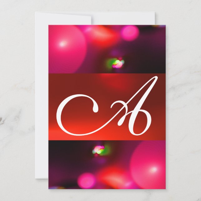 QUANTUM BUBBLE MONOGRAM red black pink Invitation (Front)