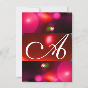 QUANTUM BUBBLE MONOGRAM red black pink rsvp Invitation