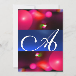 QUANTUM BUBBLE MONOGRAM red blue Invitation
