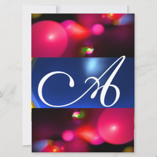 QUANTUM BUBBLE MONOGRAM red blue Invitation