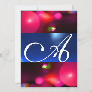 QUANTUM BUBBLE MONOGRAM red blue Invitation