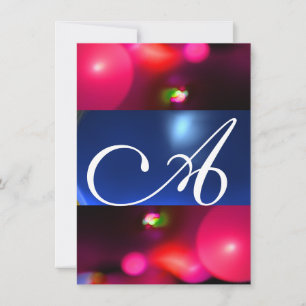 QUANTUM BUBBLE MONOGRAM red blue Invitation