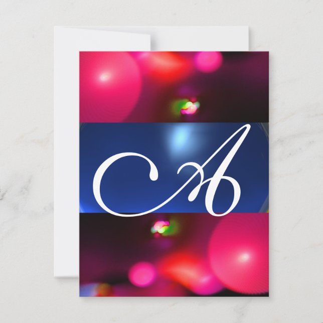 QUANTUM BUBBLE MONOGRAM red blue Invitation (Front)