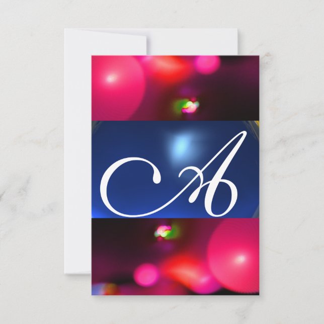 QUANTUM BUBBLE MONOGRAM red blue rsvp Invitation (Front)