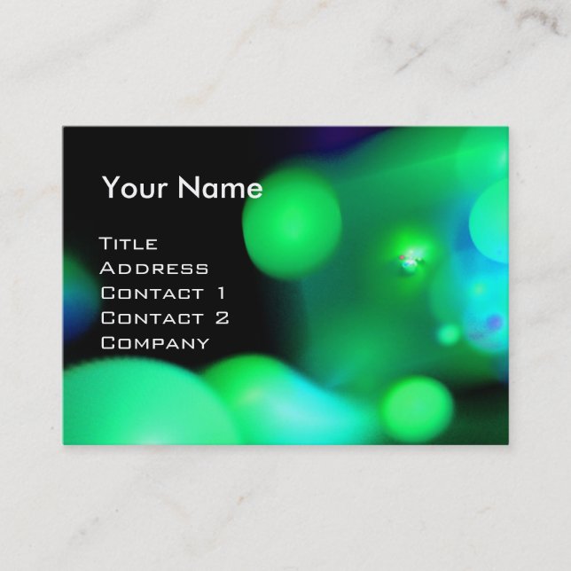 QUANTUM BUBBLES  MONOGRAM Vibrant green Business Card (Front)