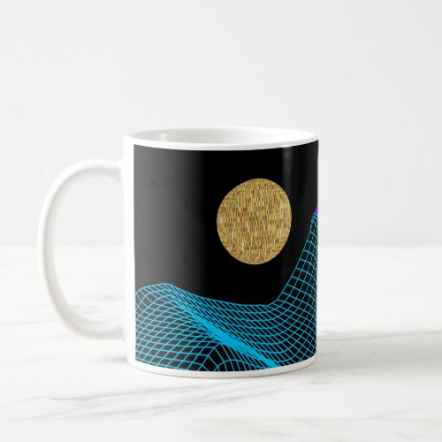 Quantum Disco Dimension Purple Blue Black Gold Coffee Mug