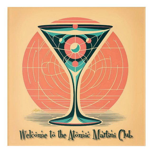 Quantum Entanglement Atomic Martini Club Cocktail Acrylic Print (Front)