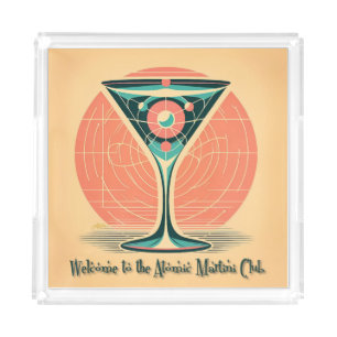 Quantum Entanglement Atomic Martini Club Cocktail Acrylic Tray