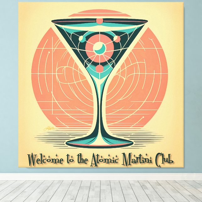 Quantum Entanglement Atomic Martini Club Cocktail Canvas Print (Insitu(Wood Floor))