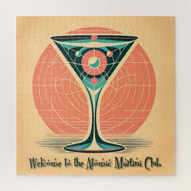 Quantum Entanglement Atomic Martini Club Cocktail Jigsaw Puzzle (Vertical)