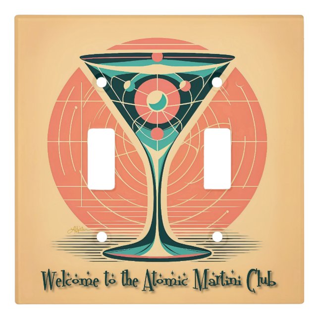 Quantum Entanglement Atomic Martini Club Cocktail Light Switch Cover (Front)
