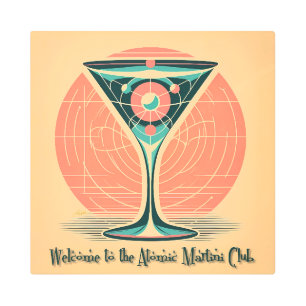 Quantum Entanglement Atomic Martini Club Cocktail Metal Print