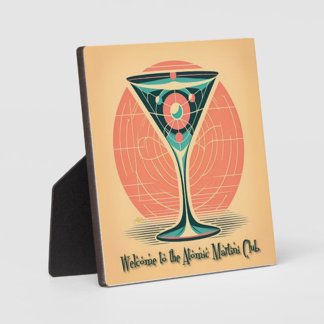 Quantum Entanglement Atomic Martini Club Cocktail Plaque (Front)