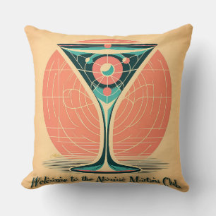 Quantum Entanglement Atomic Martini Club Cocktail Throw Pillow