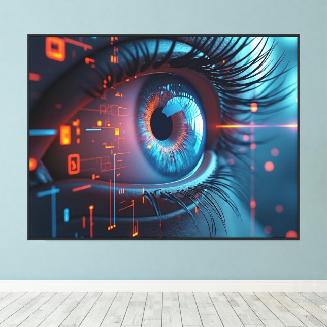 Quantum Eye canvas print w frame (Insitu(Wood Floor))