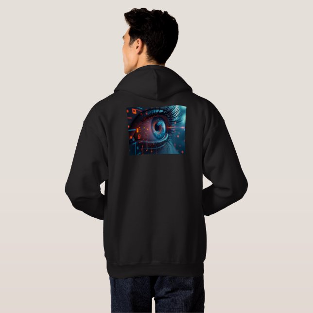 Quantum Eye men black hooded sweatshirt back (Back Full)