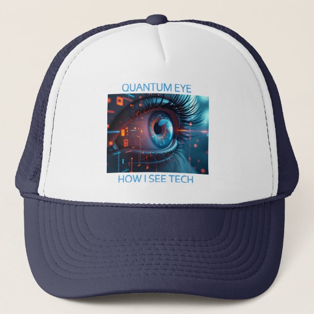 Quantum Eye Tech black and white foam trucker hat (Front)