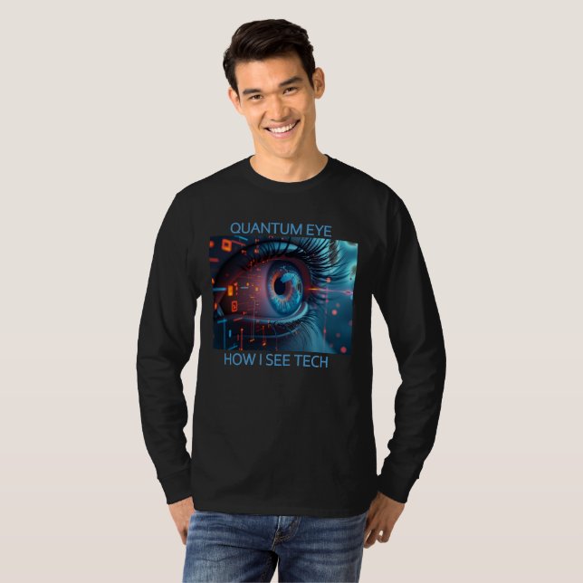 Quantum Eye Tech men long sleeve black T-shirt (Front Full)