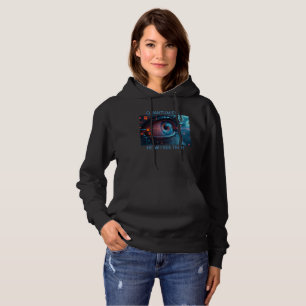 Quantum Eye tech women black hooded sweatshirt