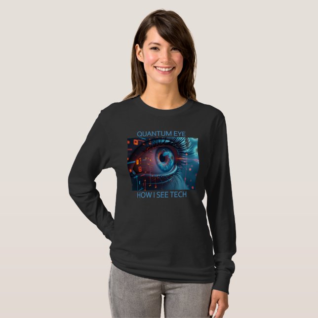 Quantum Eye tech women long sleeve black T-shirt (Front Full)