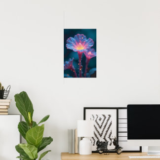 "Quantum Flora – Galactic Blooms in Obsidian Light Poster