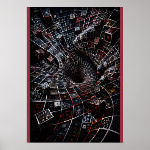 Quantum Grid 3D Illusion Poster