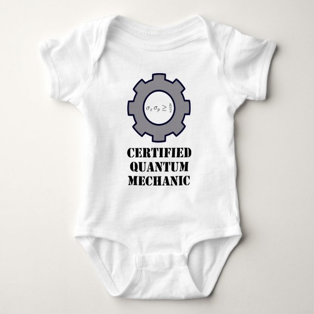 quantum mechanic, uncertainty principle baby bodysuit (Front)