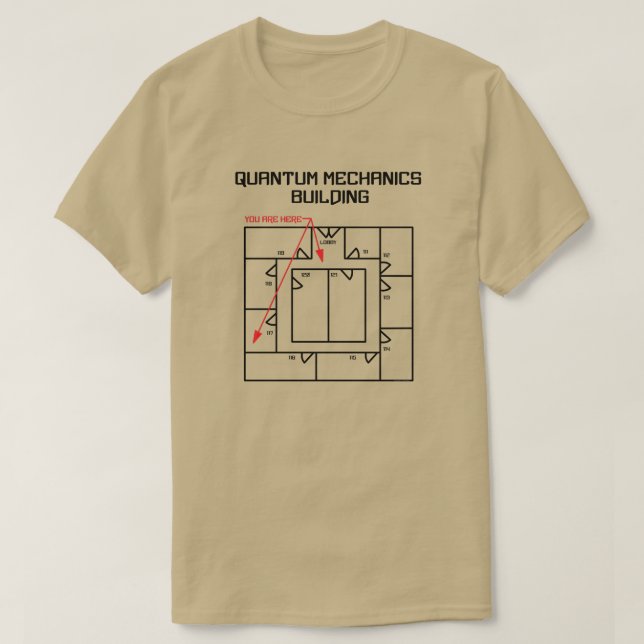 Quantum Mechanics Building T-Shirt (Design Front)