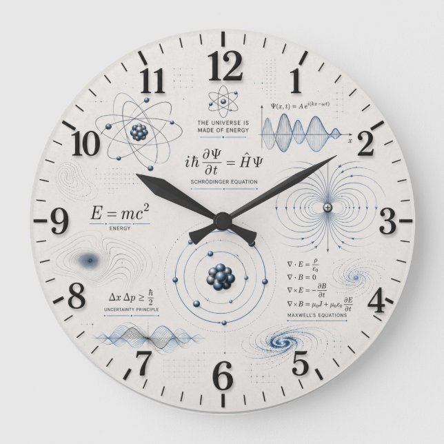 Quantum Physics Science Classroom Large Clock (Front)