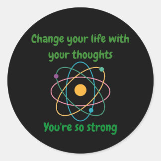 Quantum Physics Theory Unisex Men Women Cool Black Classic Round Sticker