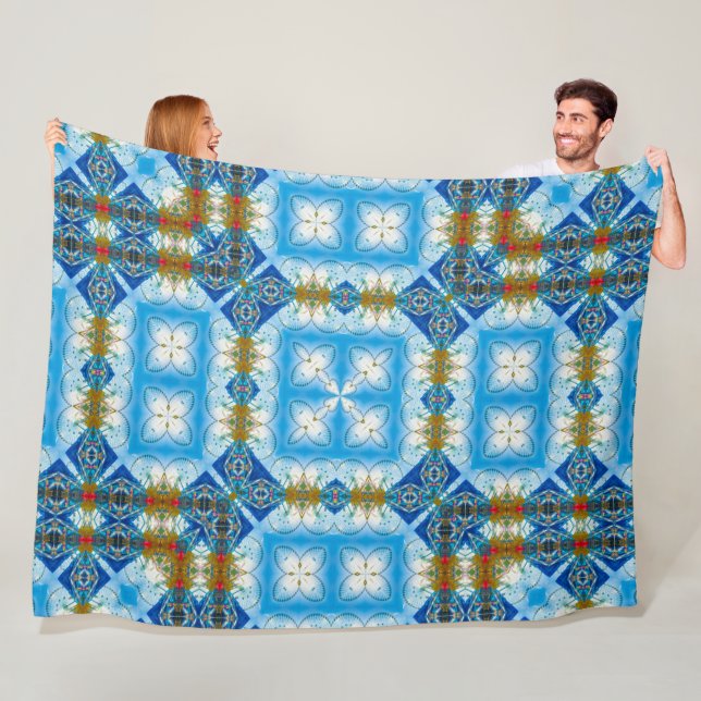 Quantum Wormhole Physics Blueprint Silk Mandala Fleece Blanket (In Situ)