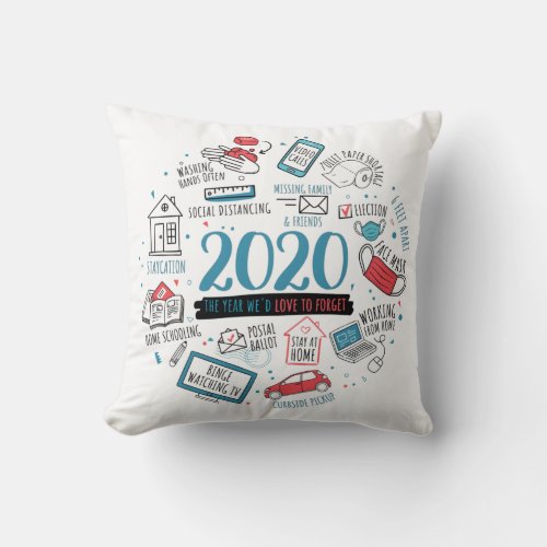 Quarantine 2020 Activities Commemorative Throw Pillow