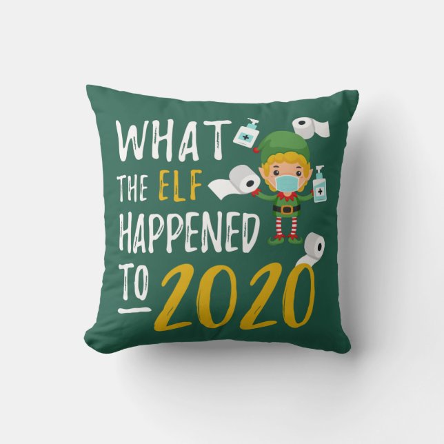 Quarantine 2020 Christmas Commemorative Elf Throw Pillow (Front)