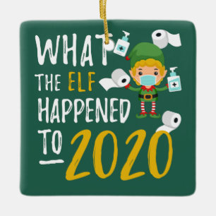 Quarantine 2020 Christmas Lockdown Elf Ceramic Ornament