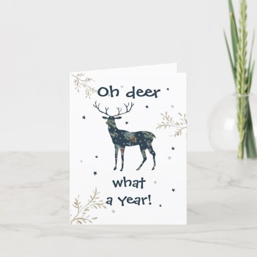 Quarantine 2020 Christmas Oh Deer What A Year Holiday Card