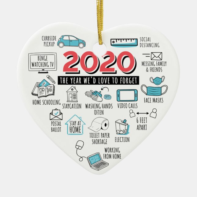 Quarantine 2020 Christmas Pandemic Commemorative Ceramic Ornament (Front)