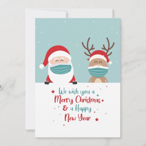 Quarantine 2020 Christmas Santa and Reindeer Card