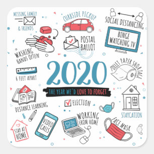 Quarantine 2020 Lockdown Commemorative Square Sticker