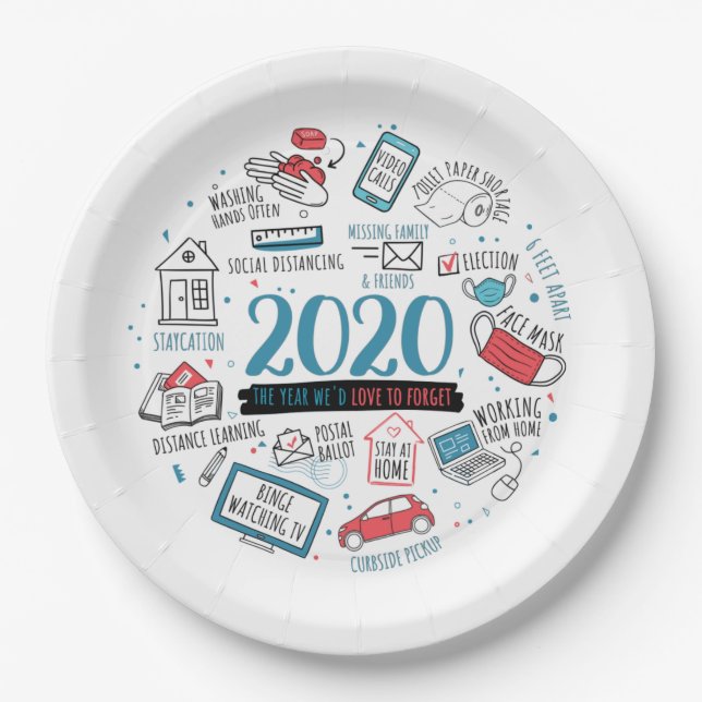 Quarantine 2020 Pandemic Commemorative Paper Plates (Front)
