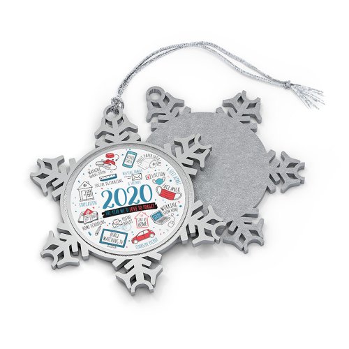 Quarantine 2020 Year To Forget Commemorative Snowflake Pewter Christmas Ornament