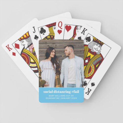 Quarantine Baby Pregnancy Announcement Photo Poker Cards