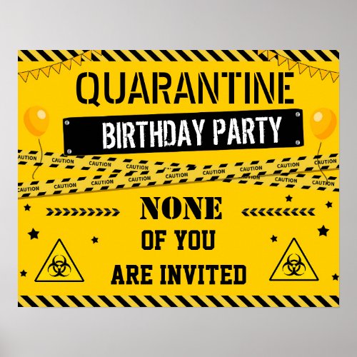 Quarantine birthday banner Isolation poster sign