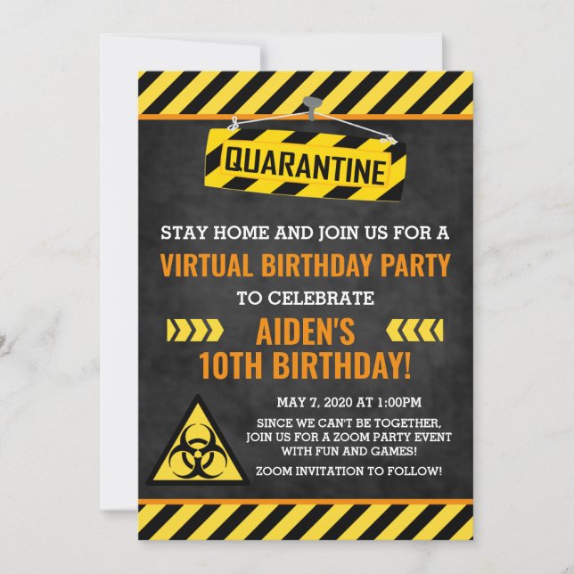Quarantine Birthday Invitation, Kid Humor Funny Invitation (Front)