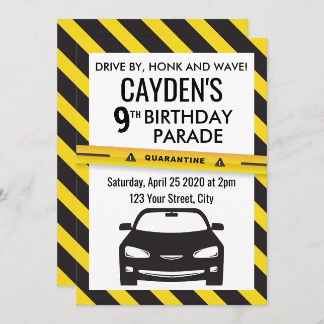 Quarantine Birthday Parade Invite (Front/Back)