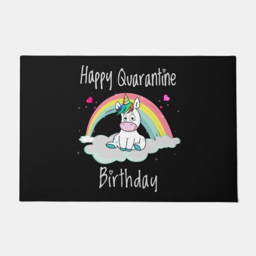 Quarantine Birthday Unicorn rainbow Doormat