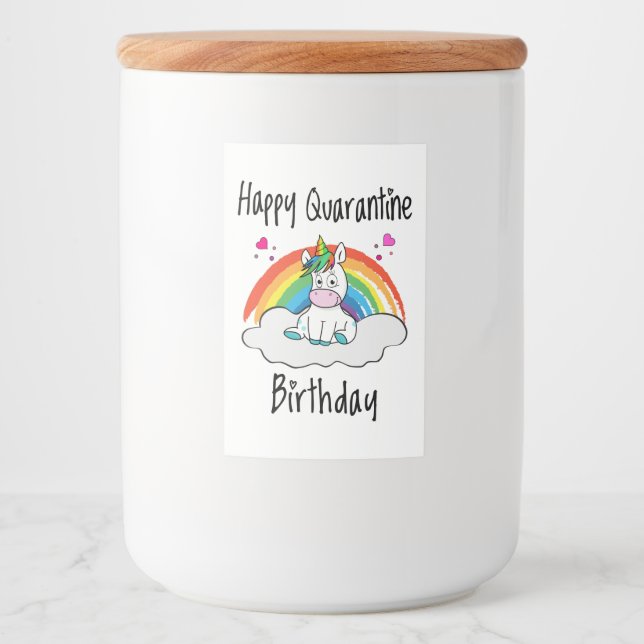 Quarantine Birthday Unicorn rainbow Food Label (Front)