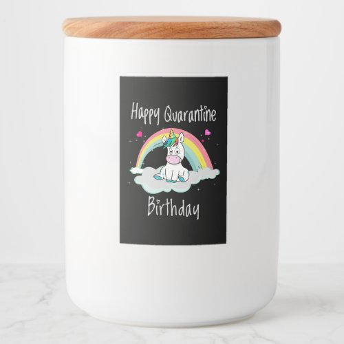 Quarantine Birthday Unicorn rainbow Food Label