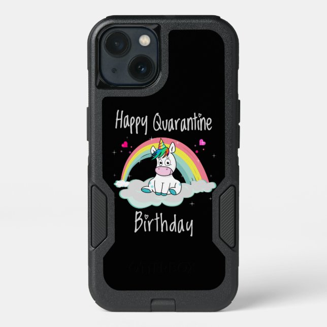 Quarantine Birthday Unicorn rainbow Otterbox iPhone Case (Back)